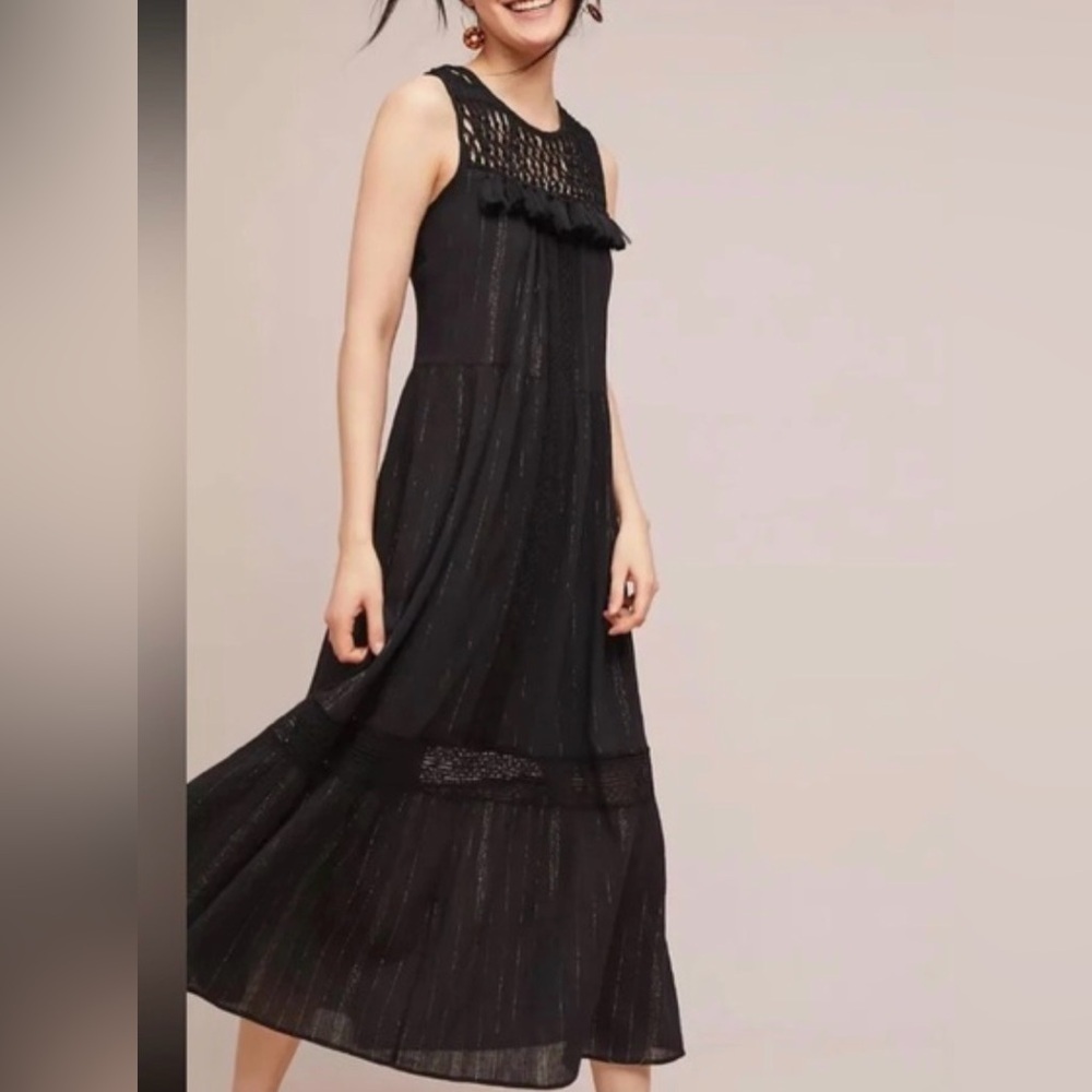 Maeve Black Crochet Maxi Dress